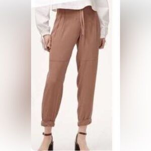 Wilfred Mocha Pants with Cream Drawstring